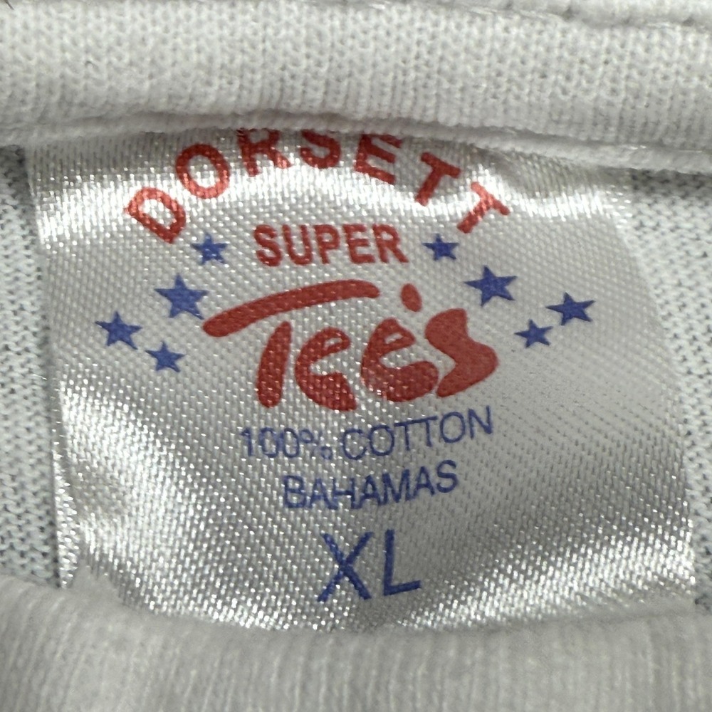 Vintage Bahama Mama Shirt Adult XL White Cat Graphic Dorsett Beach 90s REPAIR - Picture 4 of 16